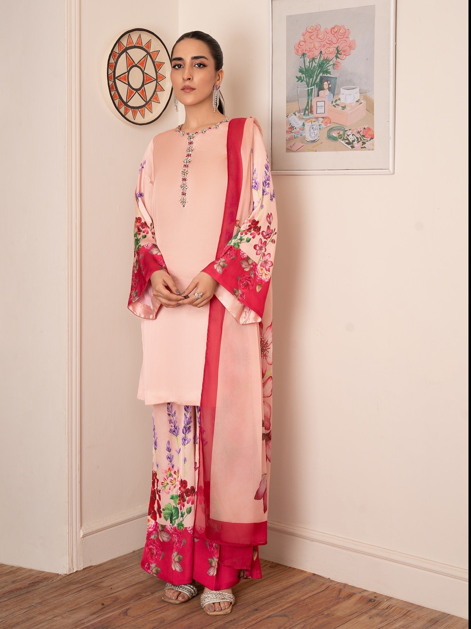 Stitch Vibes Peach Pink Dress Women 3pcs