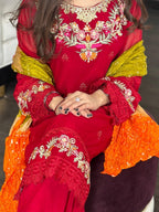 Four Season Boutique SHIBRA CHIFFON REDISH MAROON Women 3pcs