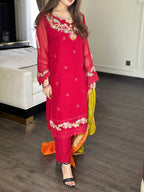 Four Season Boutique SHIBRA CHIFFON REDISH MAROON Women 3pcs