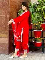 Ayesha B RED WHITE EMB Women 3pcs