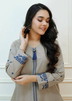 Luxeurs Light Taupe Embroidered Dress Women 2pcs