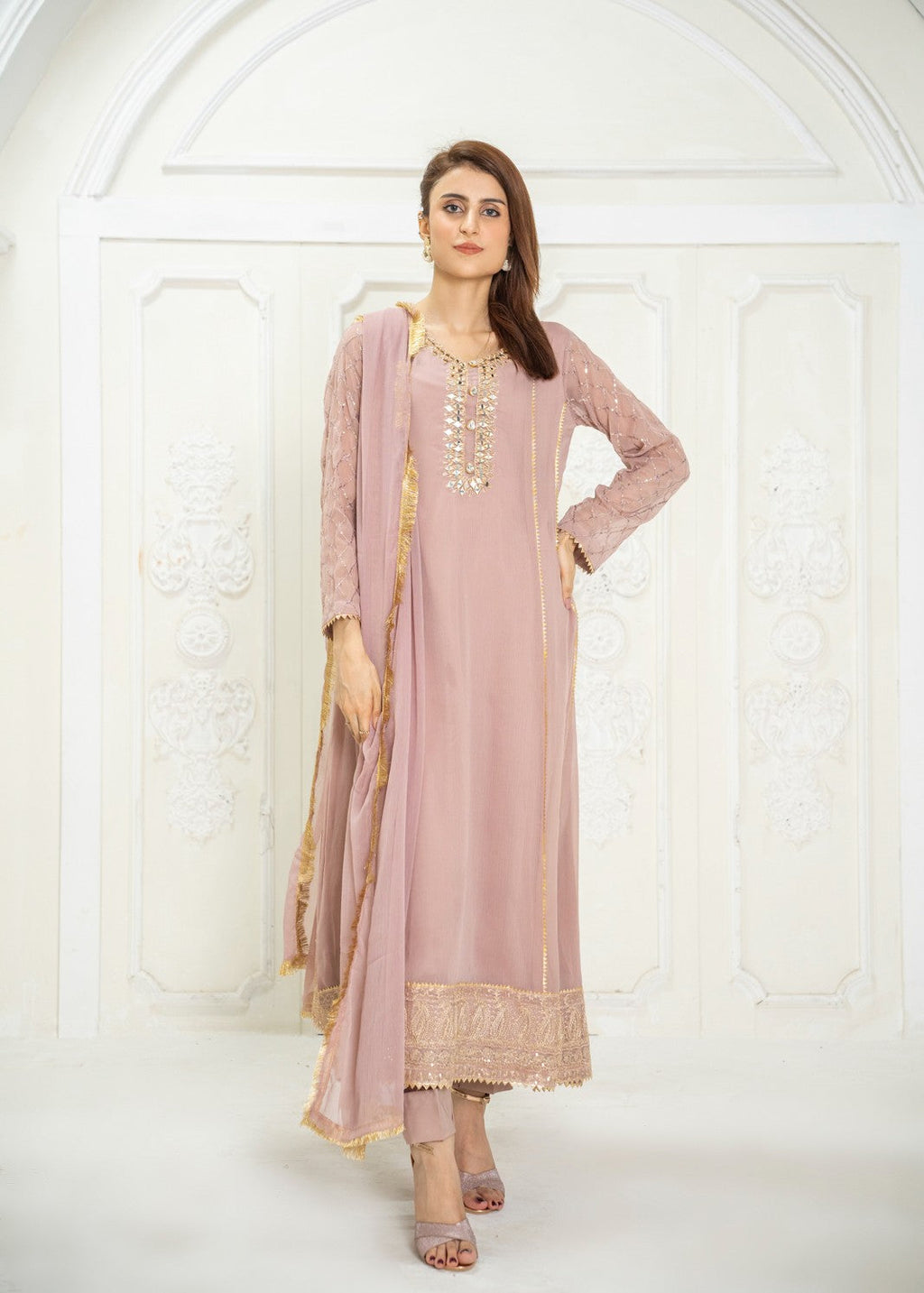 Manahils PISHWAS 123 MAJESTIC ALLURE LILAC Women 3pcs