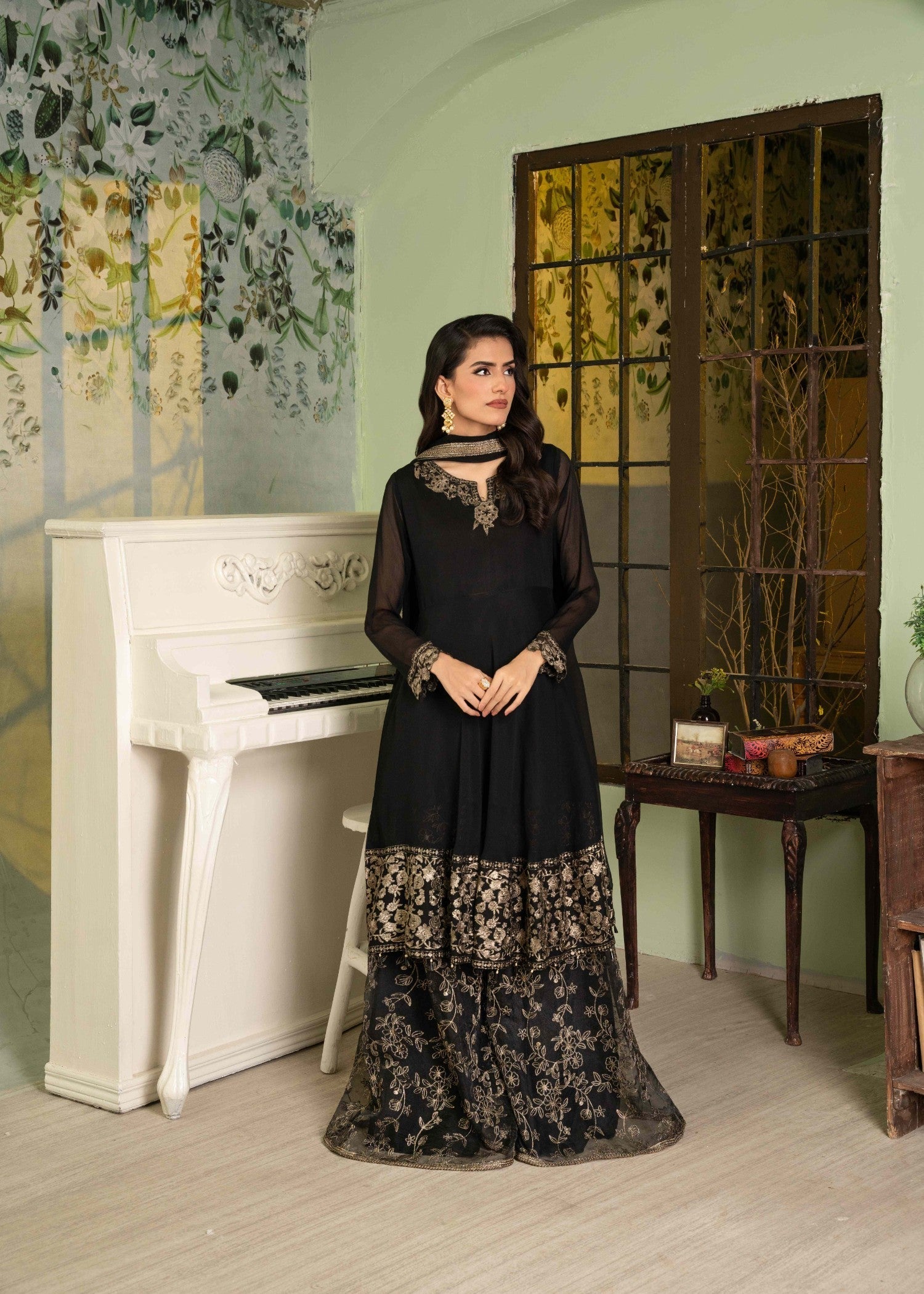 Alyssa ALL015 Black Sharara Women 3pcs