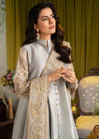 Alyssa ALL013 Grey Raw Silk Pishwas set Women 3pcs