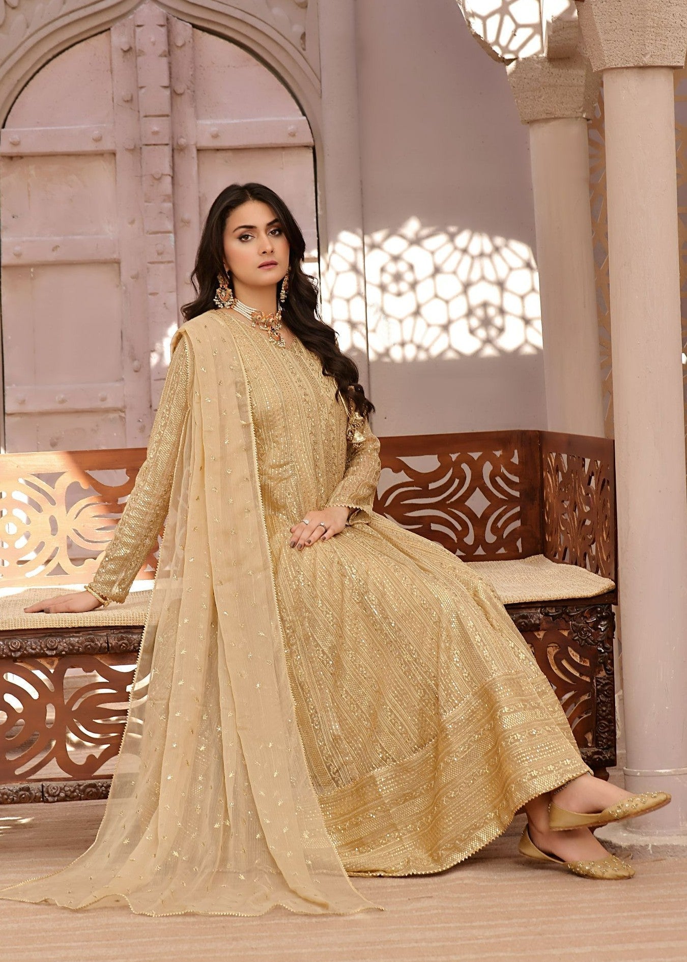 Ayesha Closet Saajan Gold Glitter Women 3pcs