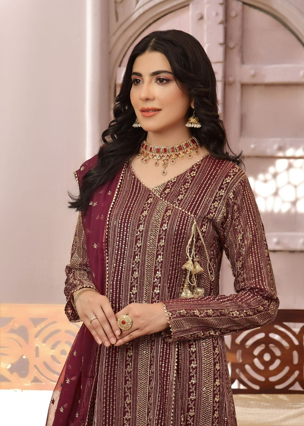 Ayesha Closet Saajan Maroon Tint Women 3pcs