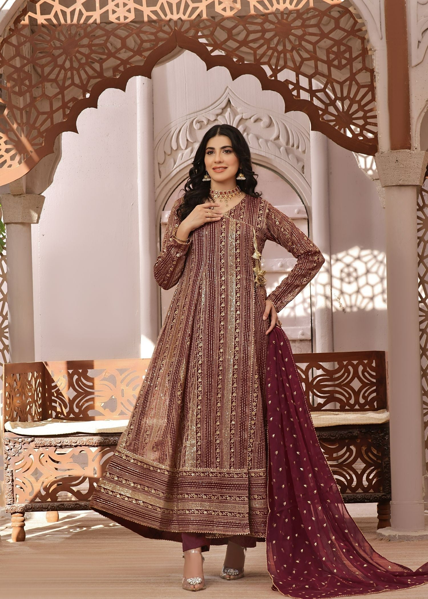 Ayesha Closet Saajan Maroon Tint Women 3pcs