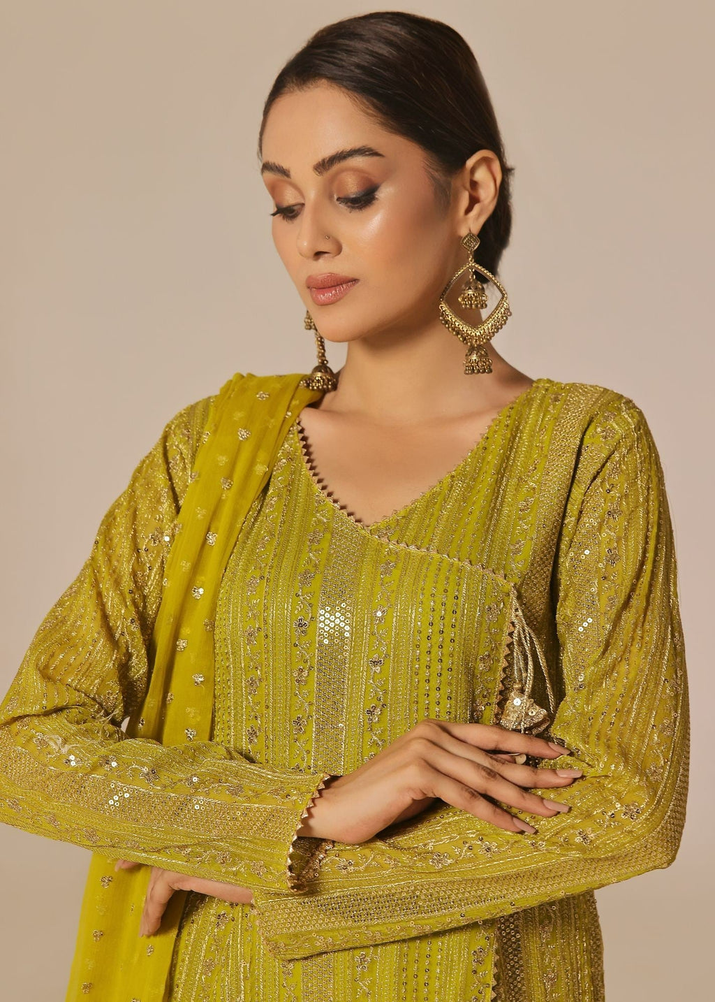 Ayesha Closet Saajan Olive Charm Women 3pcs