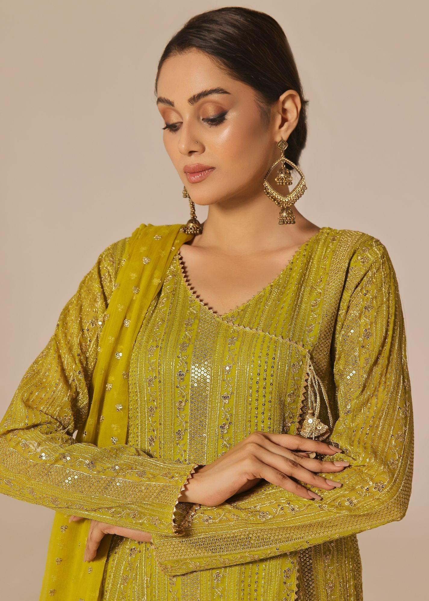 Ayesha Closet Saajan Olive Charm Women 3pcs