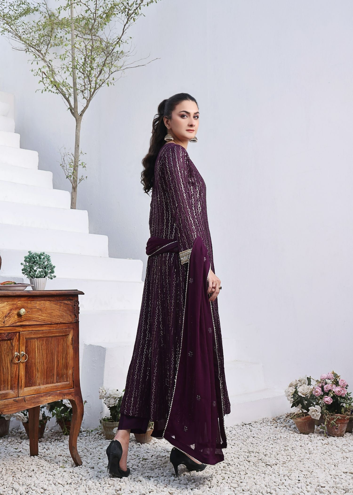 Ayesha Closet Anooshay Gul Aubergine Women 3pcs