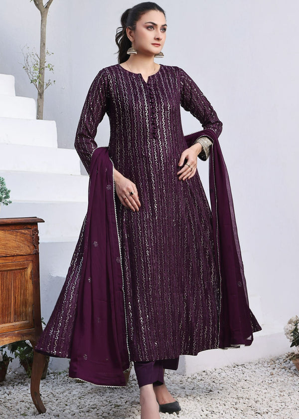 Ayesha Closet Anooshay Gul Aubergine Women 3pcs