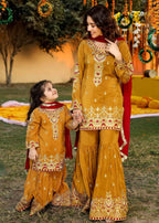 Akhrot Clothing Mustard Maroon Gharara Adult Women 3pcs