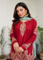 Akhrot Clothing Red Eid Sharara Adults Women 3pcs
