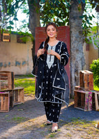 Akhrot Clothing Black White Eid Suit Women 3pcs