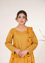 Akhrot Clothing Mustard Multi Silk Women 3pcs