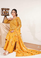 Akhrot Clothing Mustard Multi Silk Women 3pcs