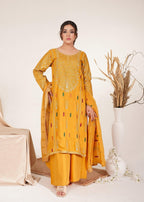Akhrot Clothing Mustard Multi Silk Women 3pcs