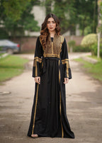 Akhrot Clothing Mono Black Mustard Jalabia Women 1pcs