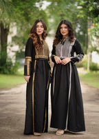 Akhrot Clothing Mono Black Mustard Jalabia Women 1pcs