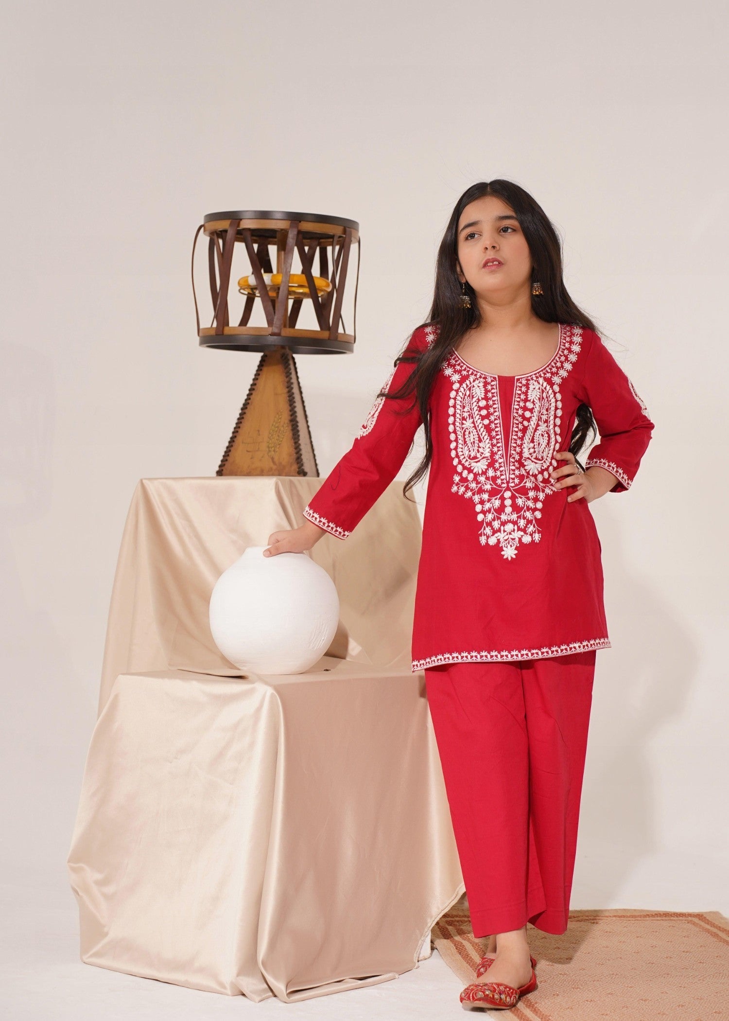 Akhrot Clothing Red White Women 2pcs