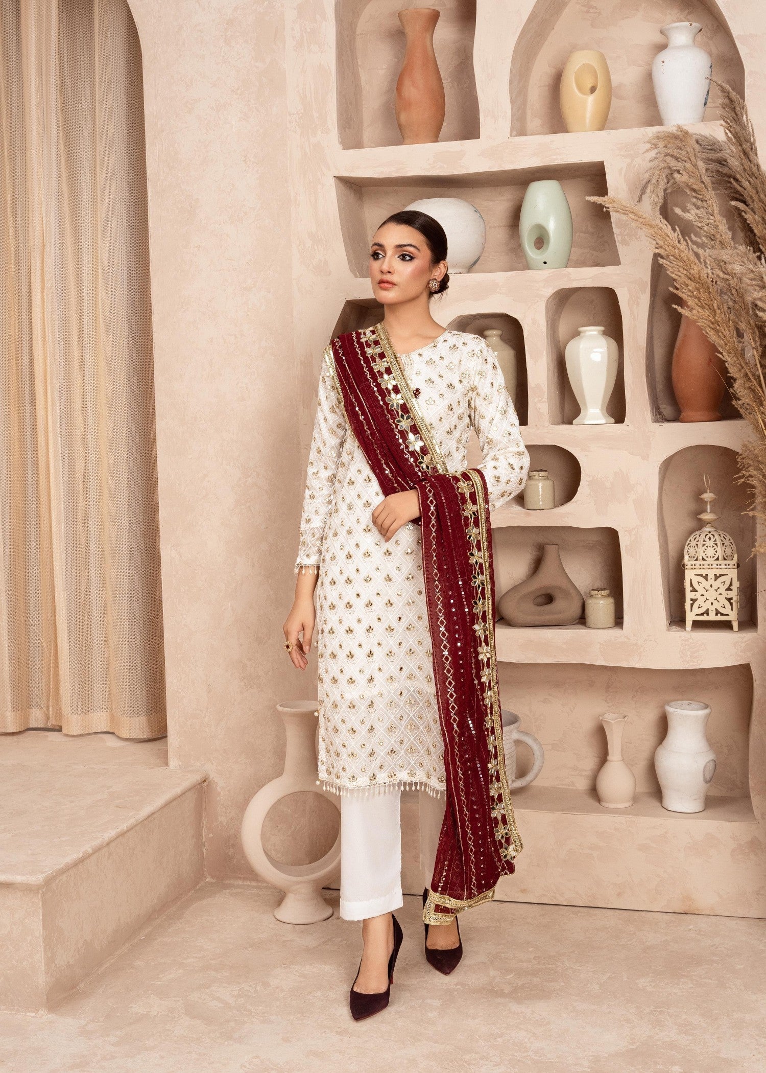 Rangoon Clothing Mahrunisa Maroon Women 3pcs