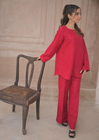 Zauk Deep Pink Two Piece Dress Women 2pcs