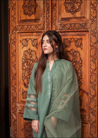 Zauk Green Three Piece Embroidered Dress Women 3pcs