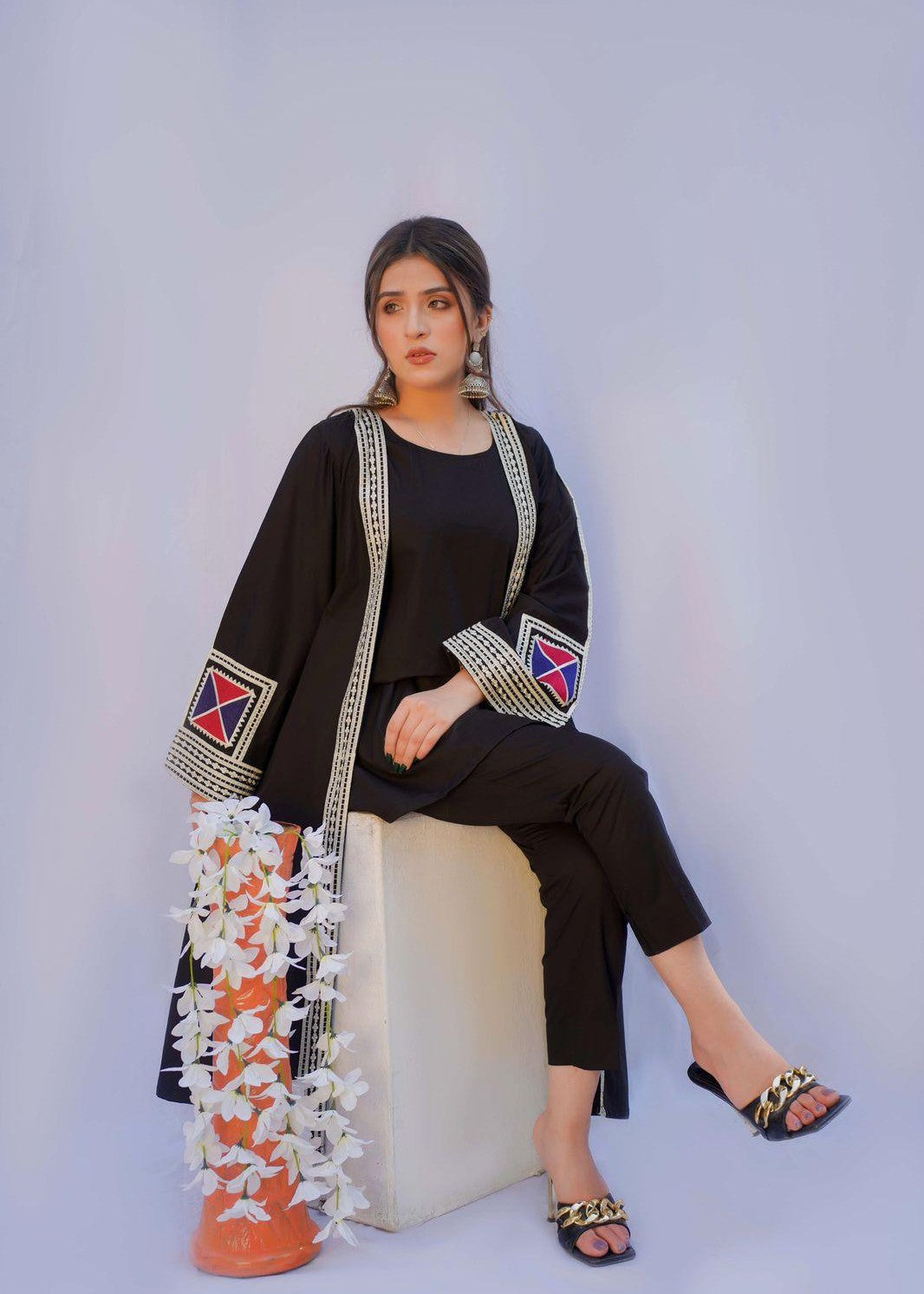 Akhrot Clothing Black Cardigan Women 3pcs