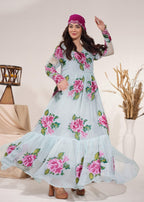 Akhrot Clothing Aqua Eid Frock Women 2pcs