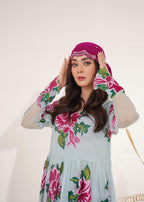 Akhrot Clothing Aqua Eid Frock Women 2pcs