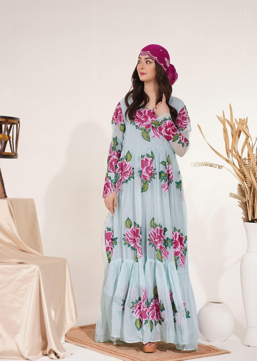 Akhrot Clothing Aqua Eid Frock Women 2pcs