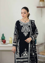 Pehnawa By Bin Akram’s Pearl Elegance Black Chiffon Women 3pcs