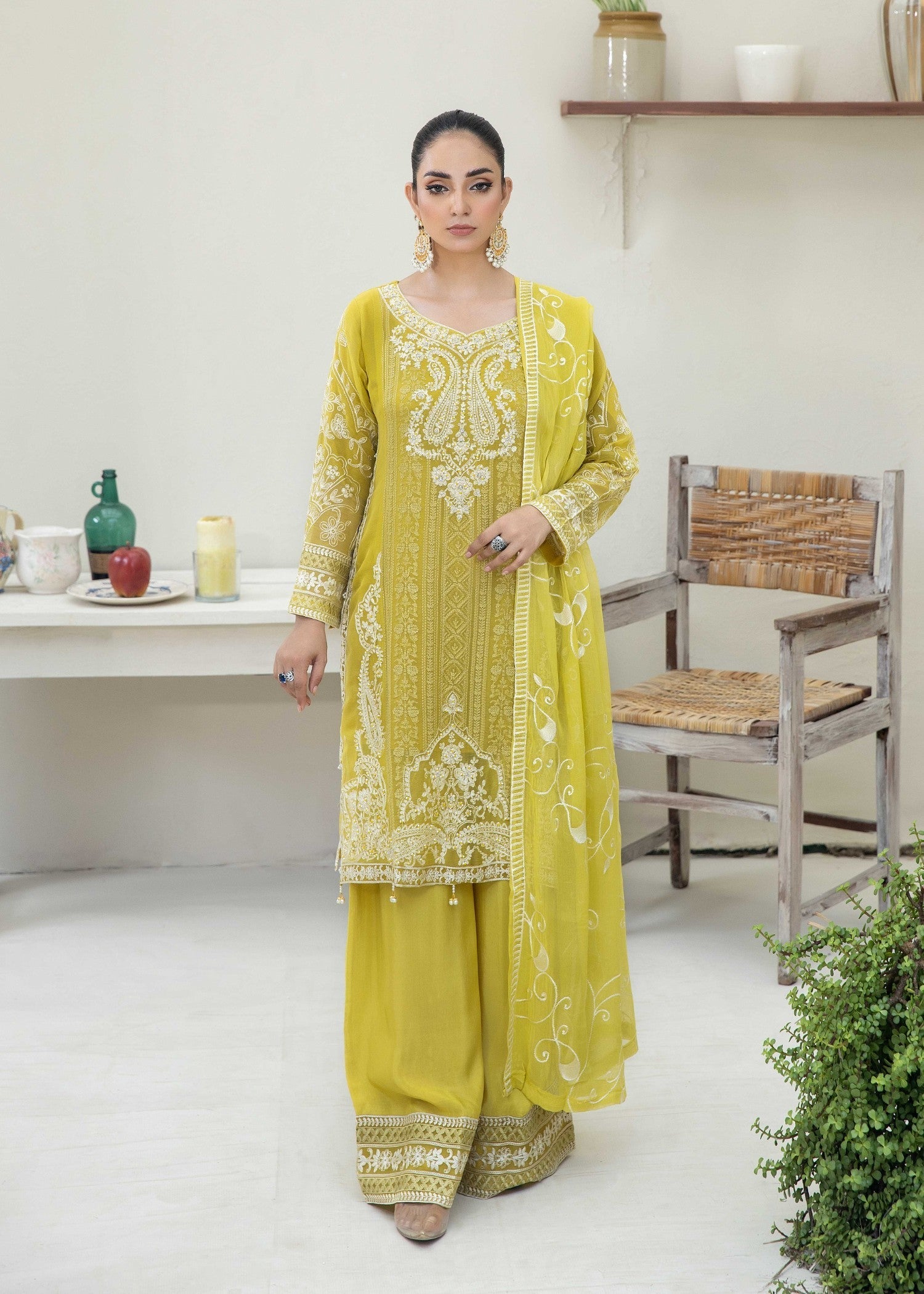 Pehnawa By Bin Akram’s Green Whispers Chiffon Women 3pcs