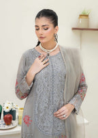 Pehnawa By Bin Akram’s Greyish Drew Chiffon Women 3pcs