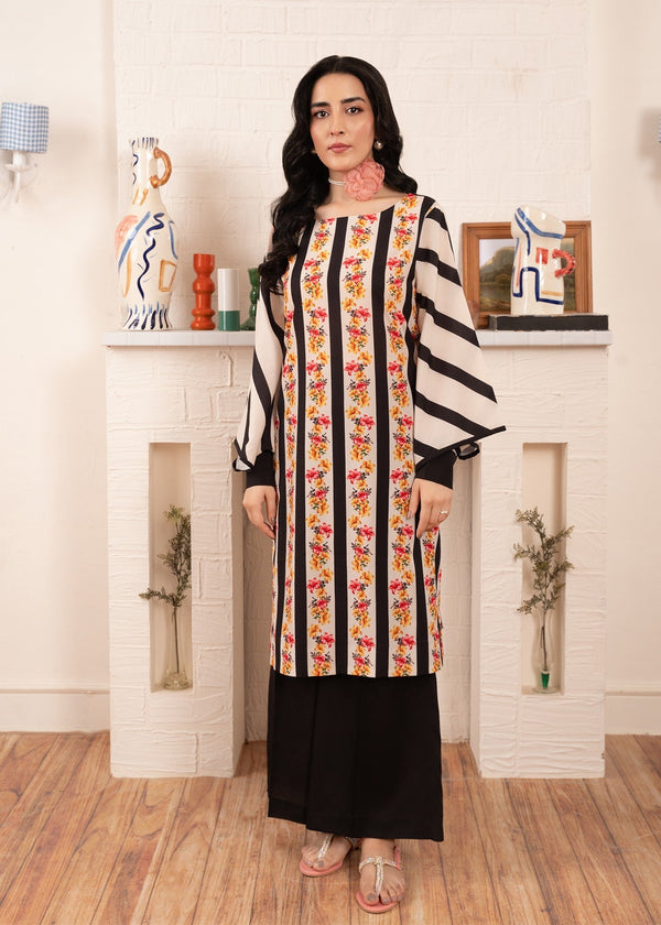 Stitch Vibes Striped Floral Shirt Women 1pcs