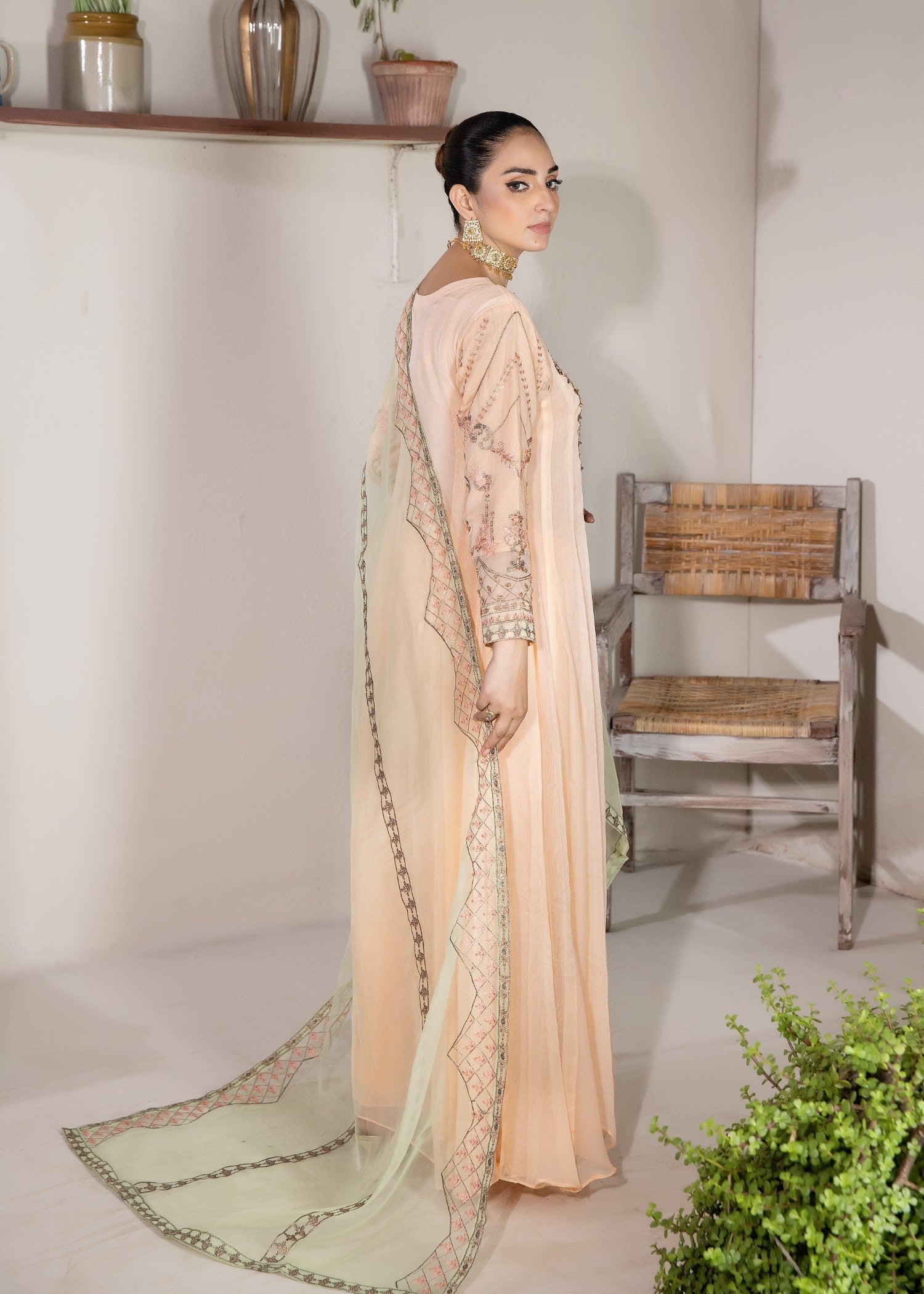 Pehnawa By Bin Akram’s Peach Treat Chiffon Women 3pcs