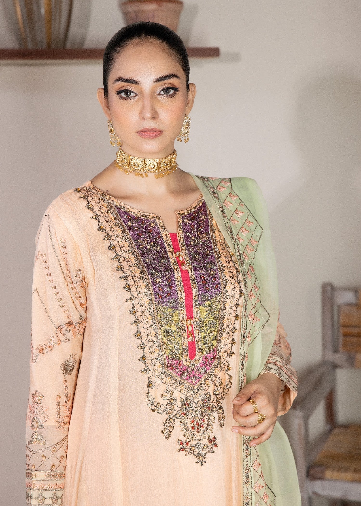 Pehnawa By Bin Akram’s Peach Treat Chiffon Women 3pcs