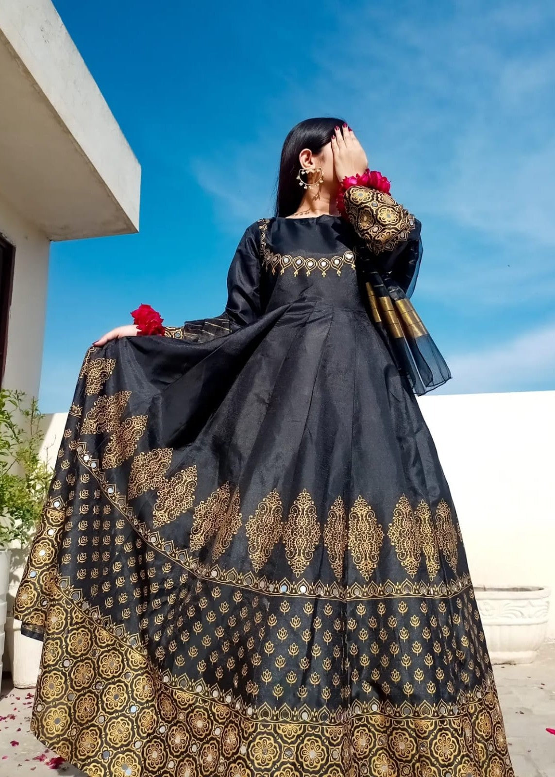 1 Virsapret black anarkali Women 3pcs