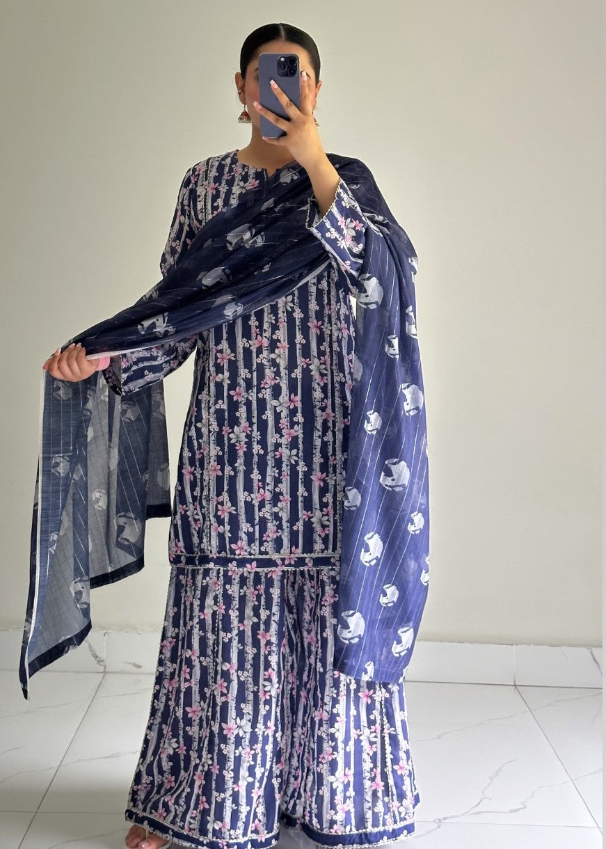 Ayesha B navy blue flapper Women 3pcs