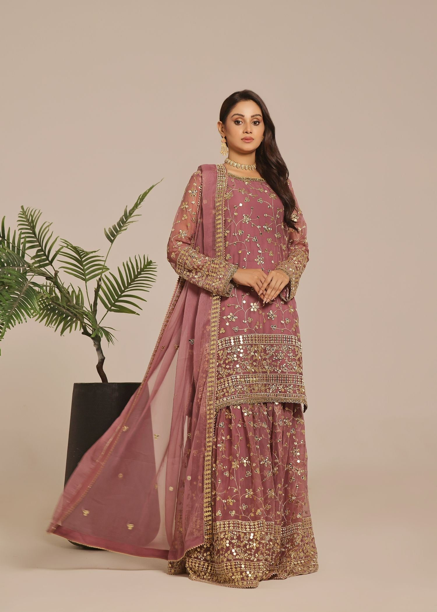 Ayesha Closet Mehndi Mauve Women 3pcs