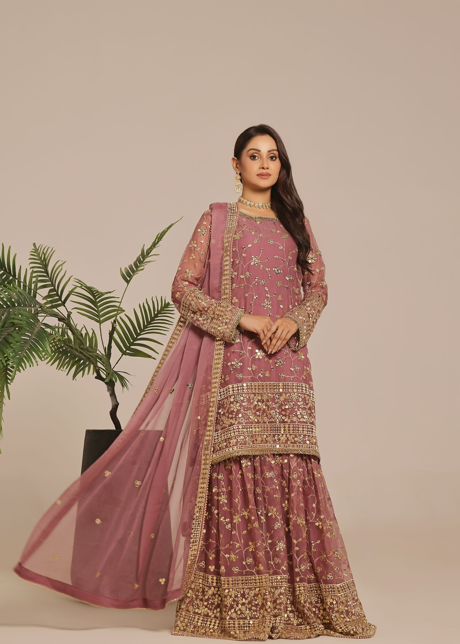 Ayesha Closet Mehndi Mauve Women 3pcs