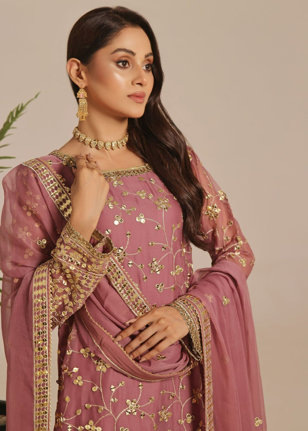 Ayesha Closet Mehndi Mauve Women 3pcs