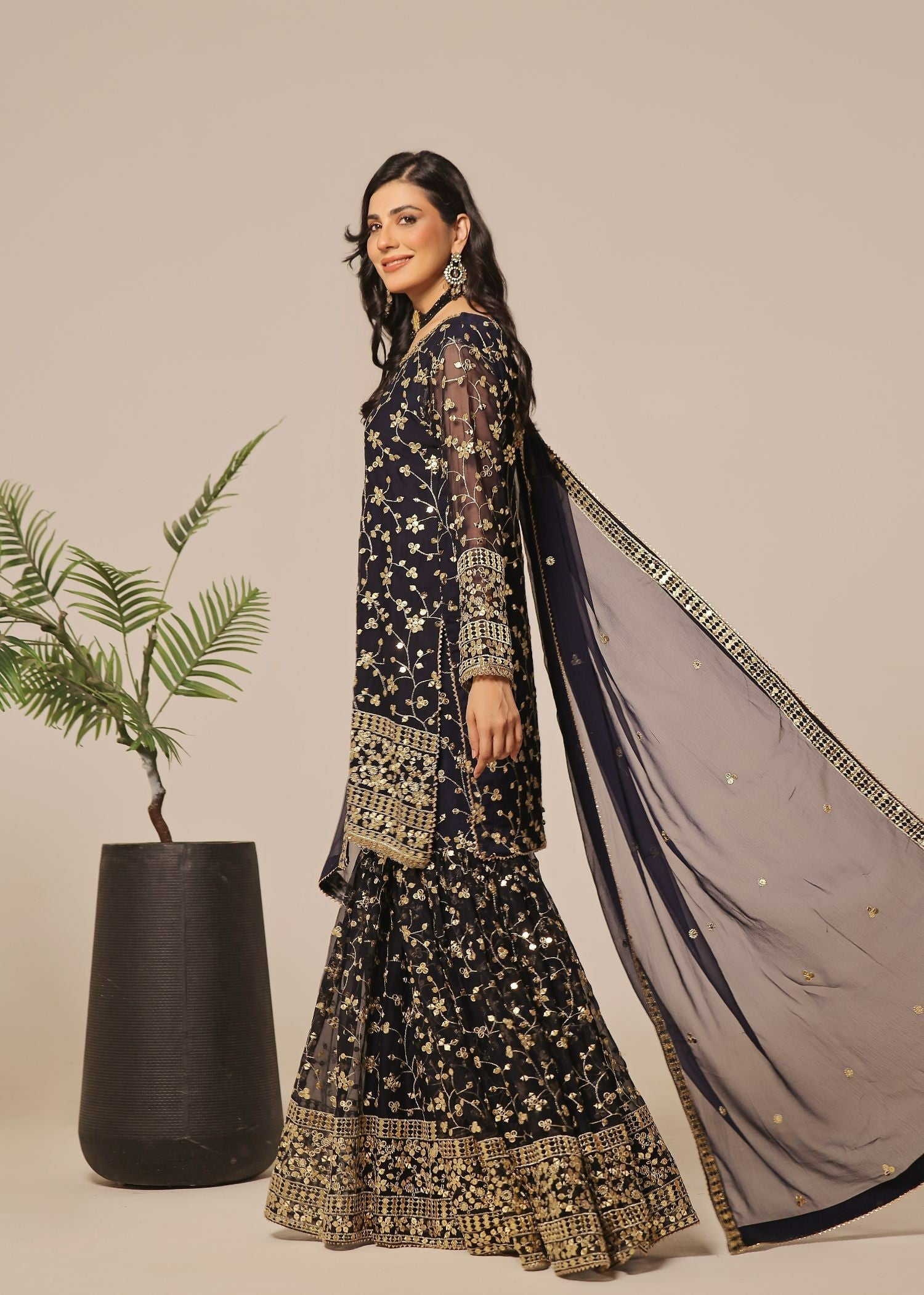 Ayesha Closet Mehndi Darky Blue Women 3pcs