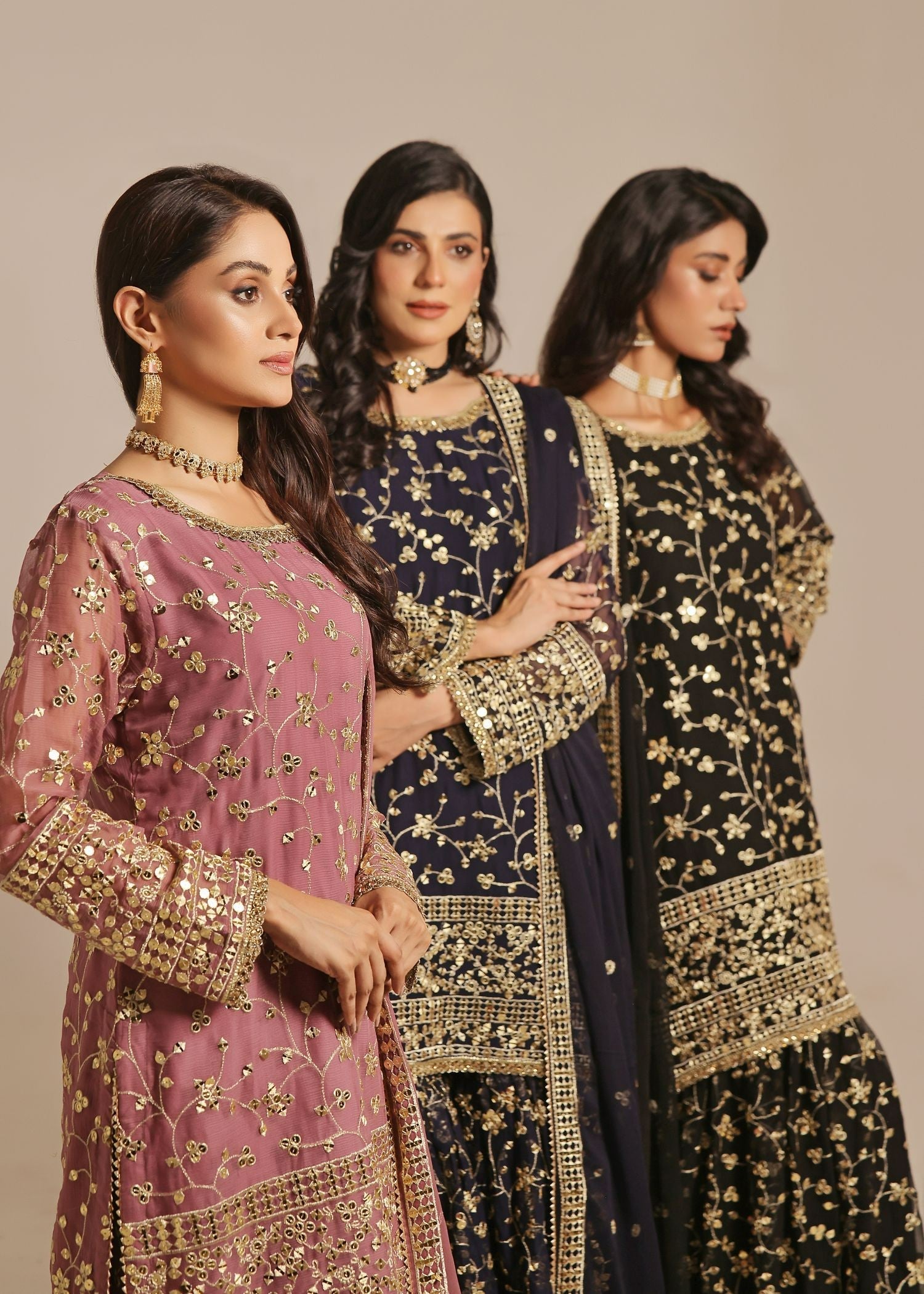 Ayesha Closet Mehndi Darky Blue Women 3pcs