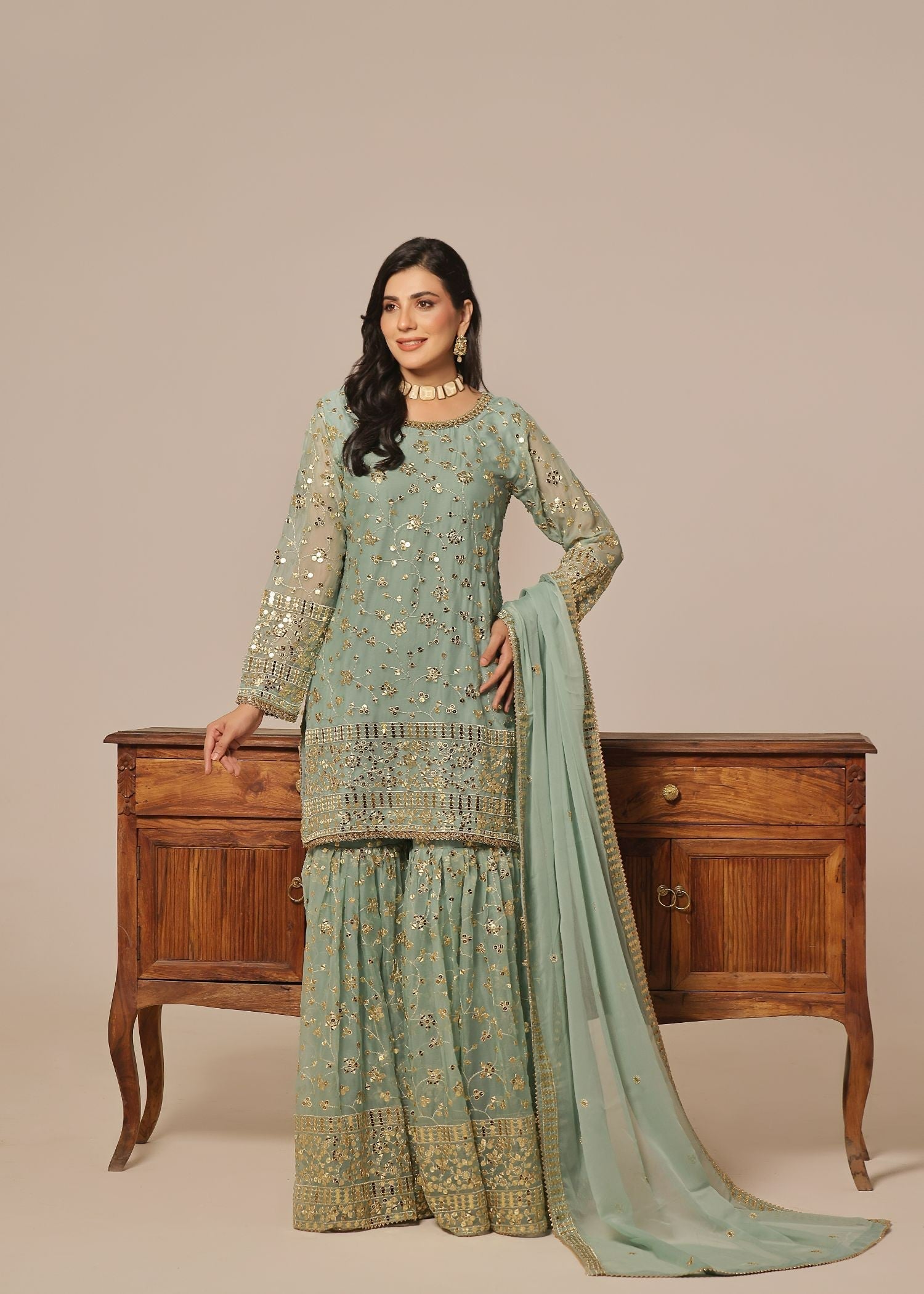 Ayesha Closet Mehndi Mint Green Women 3pcs