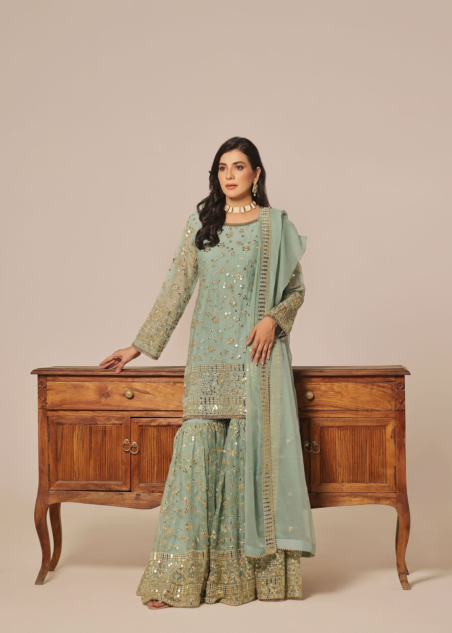 Ayesha Closet Mehndi Mint Green Women 3pcs