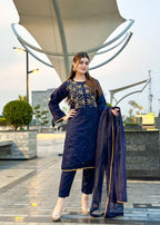 Ayesha B navy blue rooz Women 3pcs