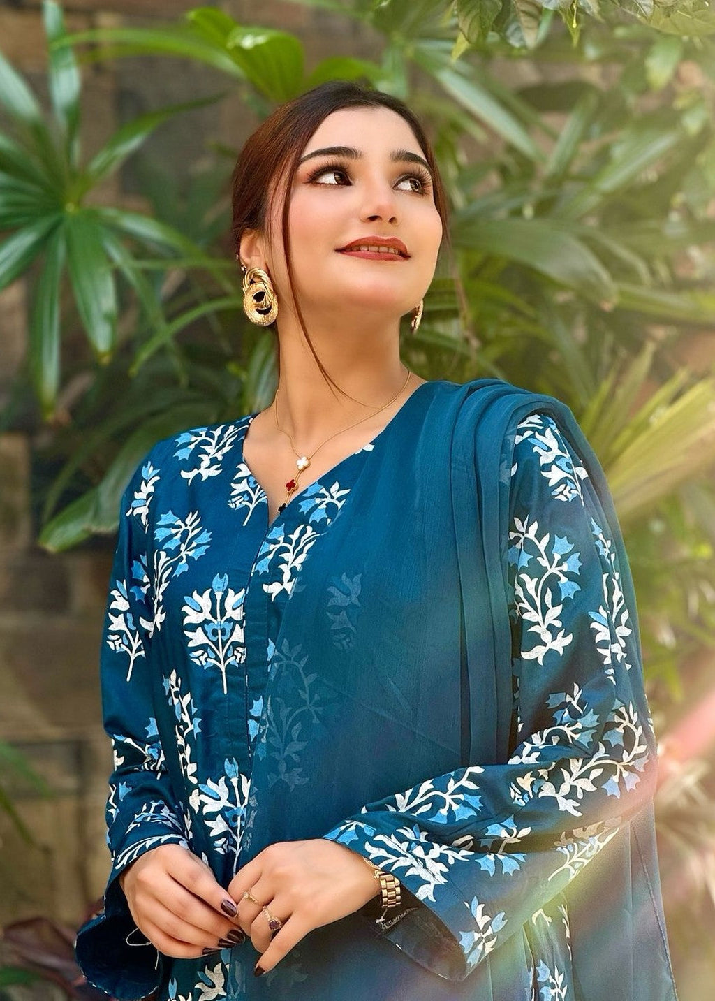 Chaudhary Arts Iris printed (Teal) Women 2pcs