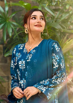 Chaudhary Arts Iris printed (Teal) Women 2pcs