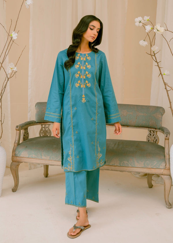 Alyra BLUE GRAY EMBROIDERED SET Women 2pcs